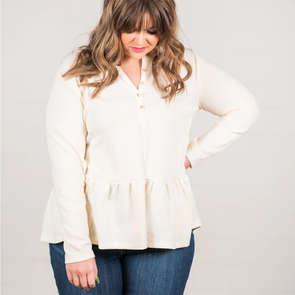 Perch Tops - 💛 Elegant Cream Peplum Blouse for women